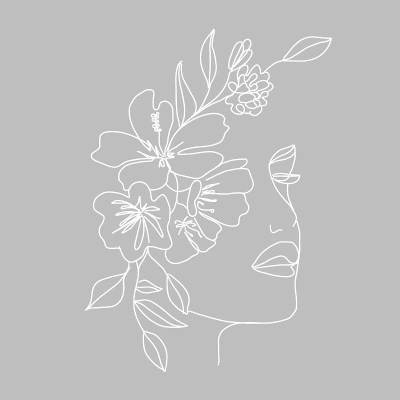 Dessin de visage de fleurs Minimaliste
