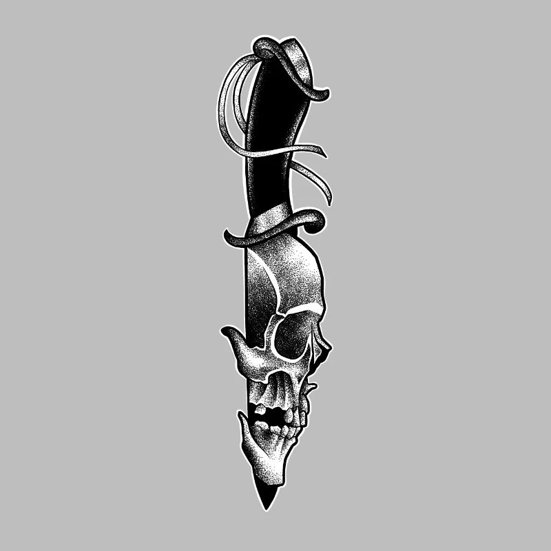 Totenkopf im Dotwork-Stil