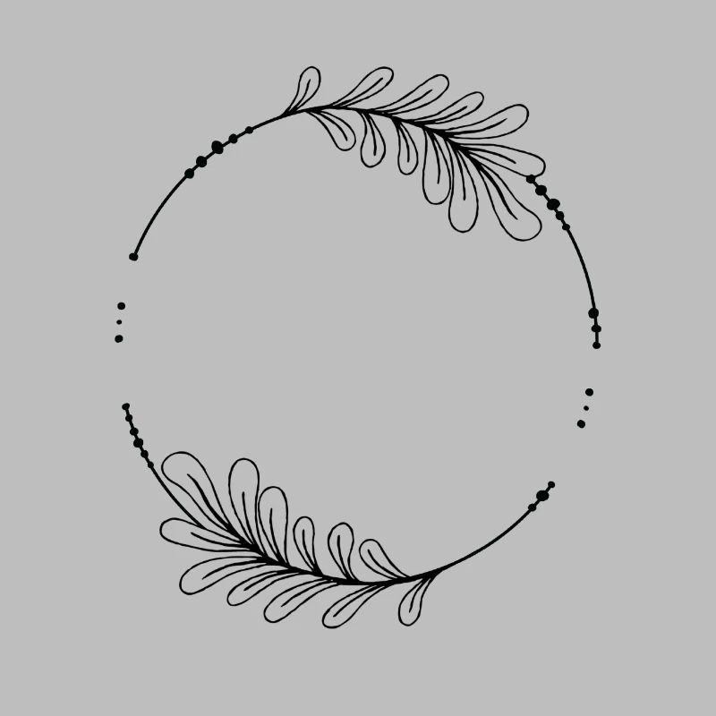 Black circle frame with leaves