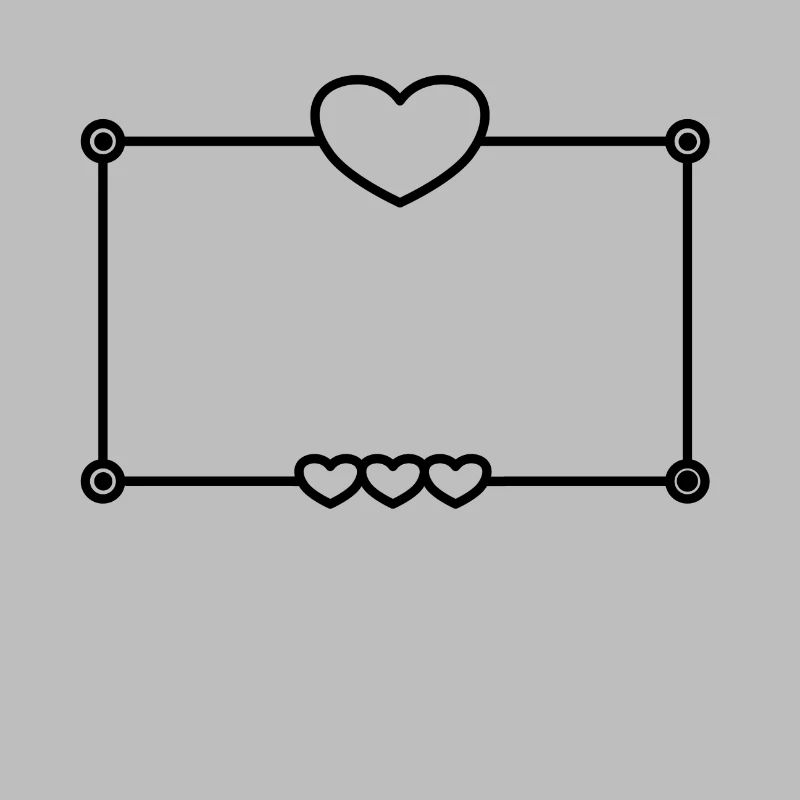 Black Heart Frame Rectangular Shape