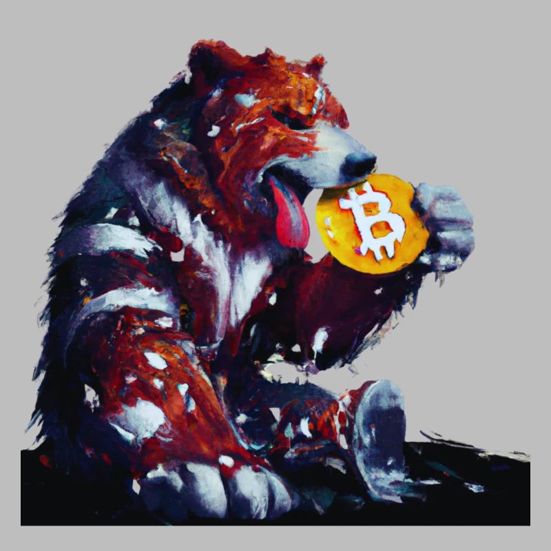 Capitalist bear eats Bitcoin cryptocurrency