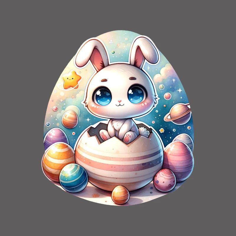 Space Bunny on Cracked Easter Egg Planet