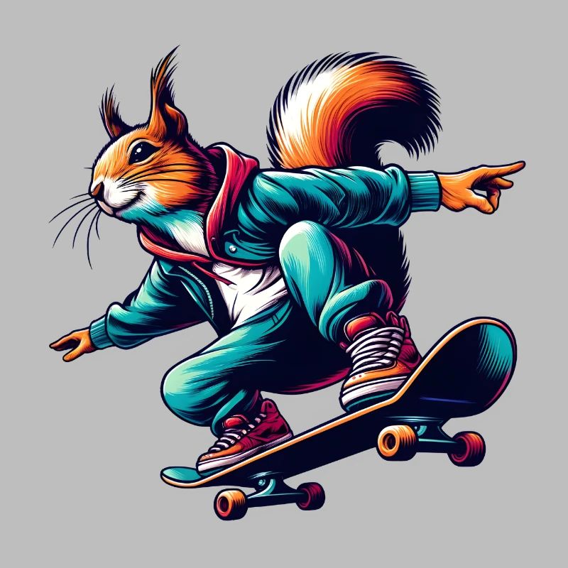 Cool squirrel on a skateboard