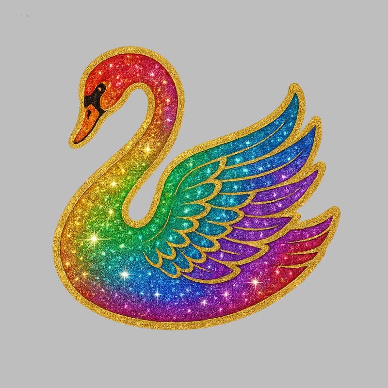 Regenbogen Glitzer Schwan