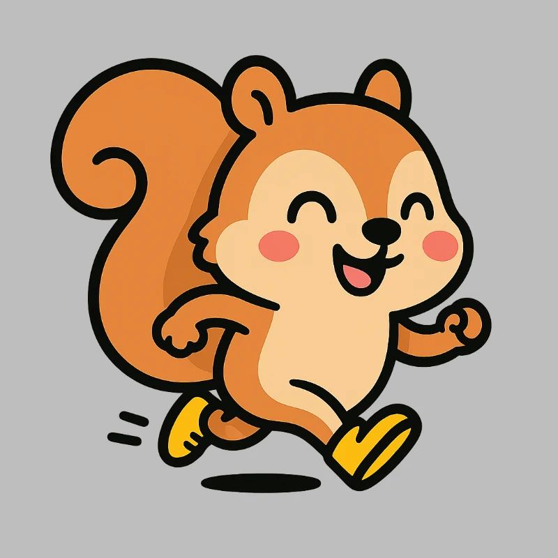 Glückliches Eichhörnchen auf der Flucht