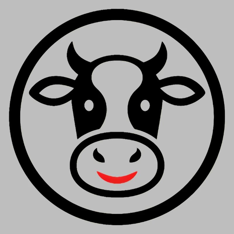 Cow Head Logo Icon Comic Round Vector