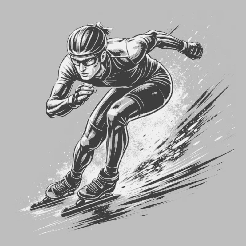 Speed skaters in full dynamics