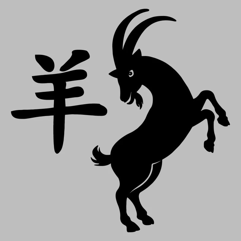 Caractère chinois chèvre avec image de chèvre
