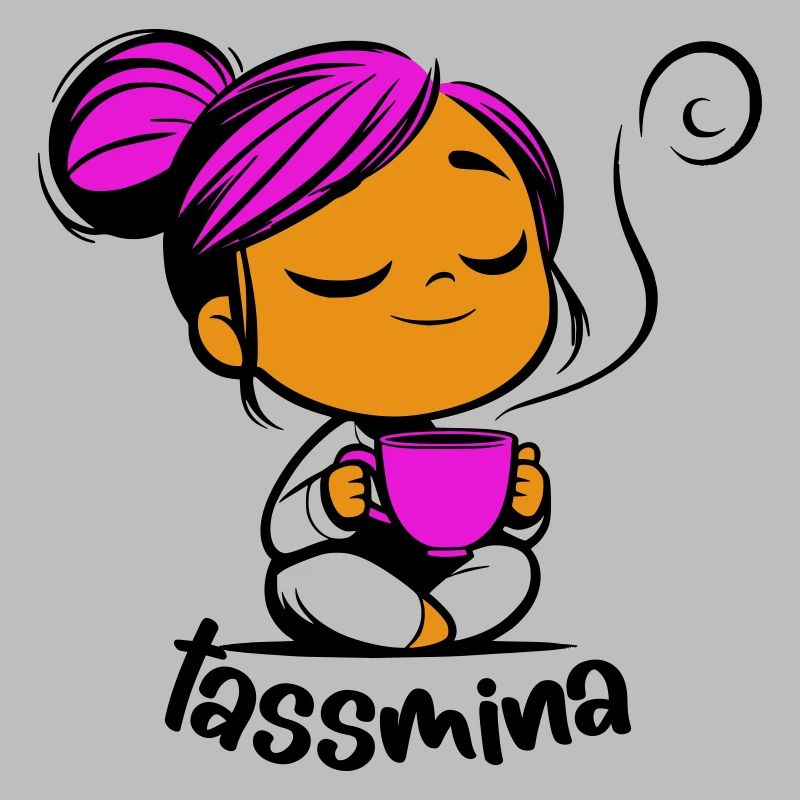 Tassmina enspannt mit einer Tasse Tee oder Kaffee