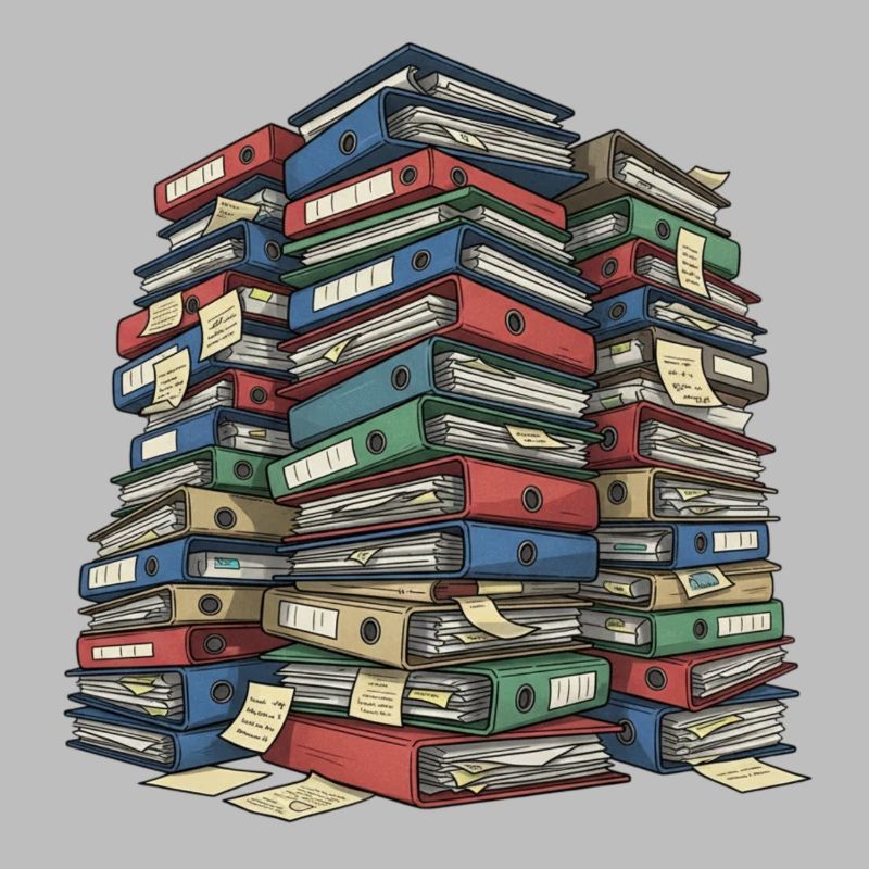 Folder Stack Office Chaos