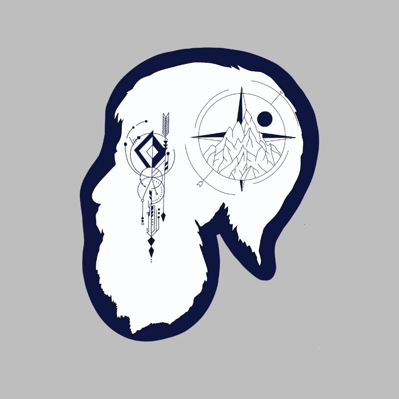 Hipster Beard Compass - Hipster with a compass