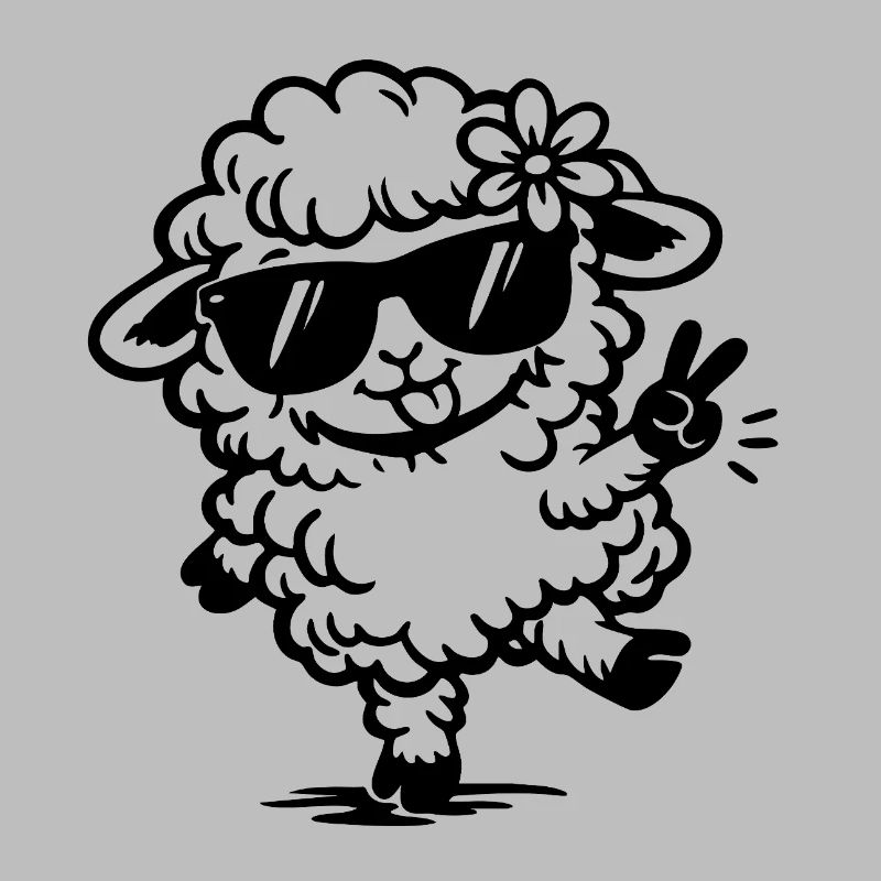 Dancing Sheep with Sunglasses Doodle