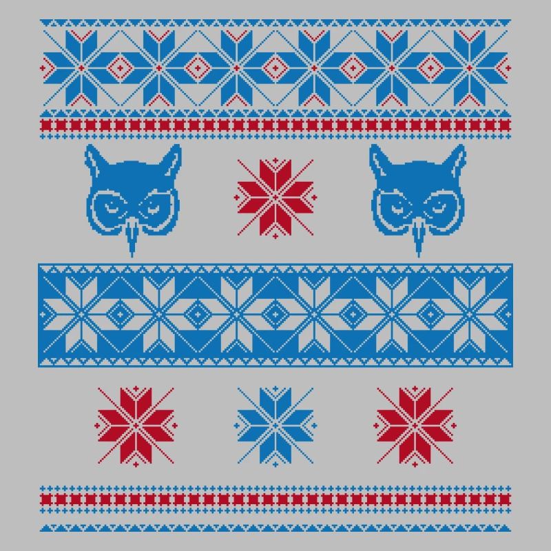 Norweger Pullover Eule Blau Rot