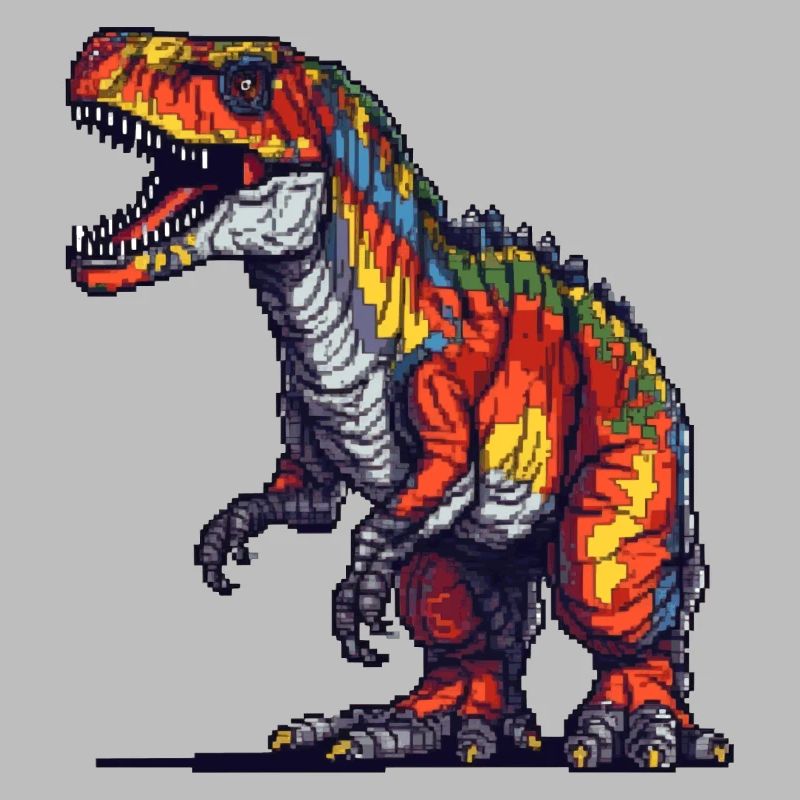 Dino dans les graphiques rétro pixel 8 bits ou 16 bits