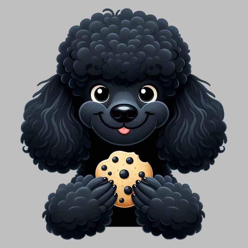 Caniche noir avec Biscuit Design mignon