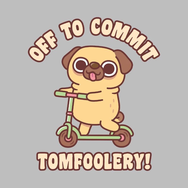 Cute Pug On Kick Scooter Off To Commit Tomfoolery