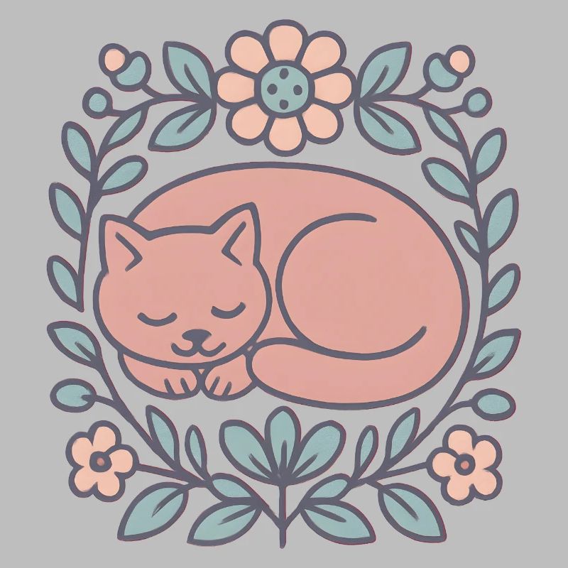 Chat endormi dans un cercle de fleurs