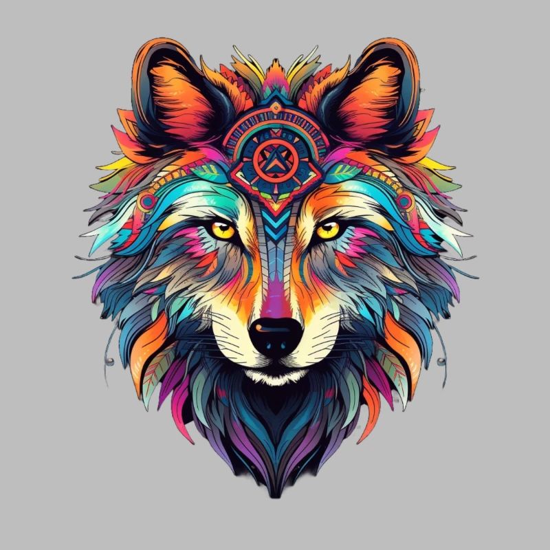 Neon Shadow Wolf Circle