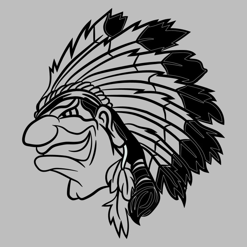 Indianerhäuptling grinst listig Cartoon einfarbig