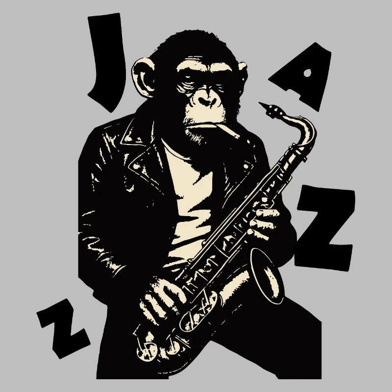 Saxophonaffe in Lederjacke