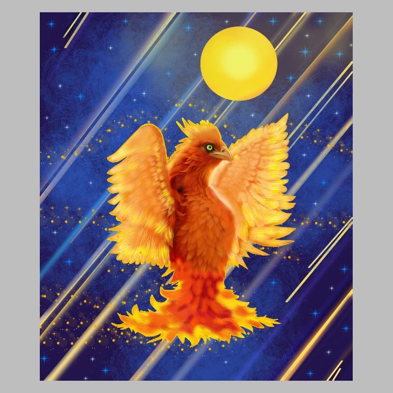 Kosmisch leuchtender Feuervogel: Cyber-Semurg