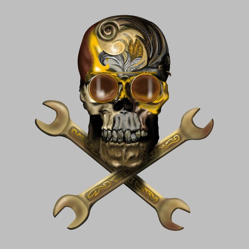 Steampunk skull with tools