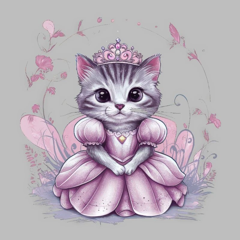 Chat en robe de princesse
