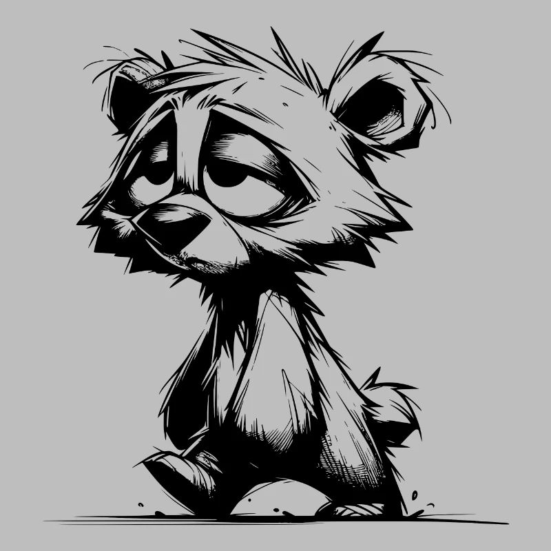 Fuzzy sleeping tired bear sketch
