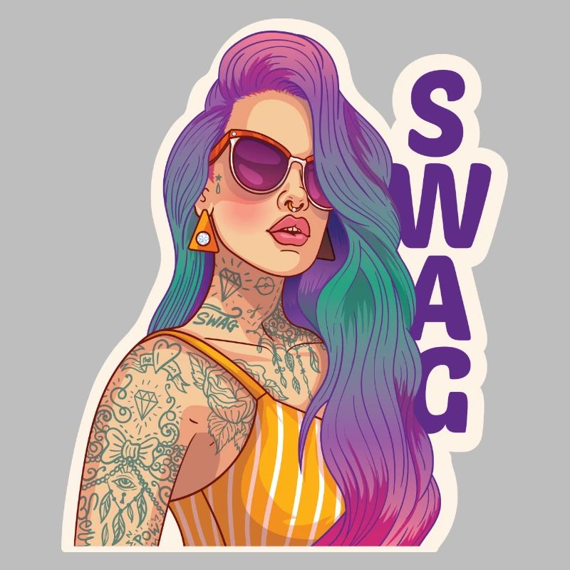 Swag Mädchen mit Piercing und Tattoo.
