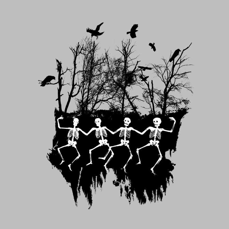 Illustration de squelette dansant noir et blanc