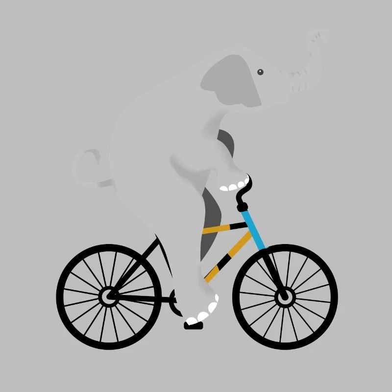 Éléphant est à vélo