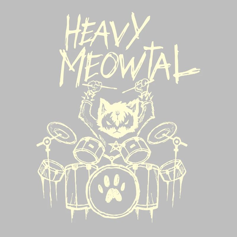 Heavy Metal Cat Drummer Drummer Gothic Goth