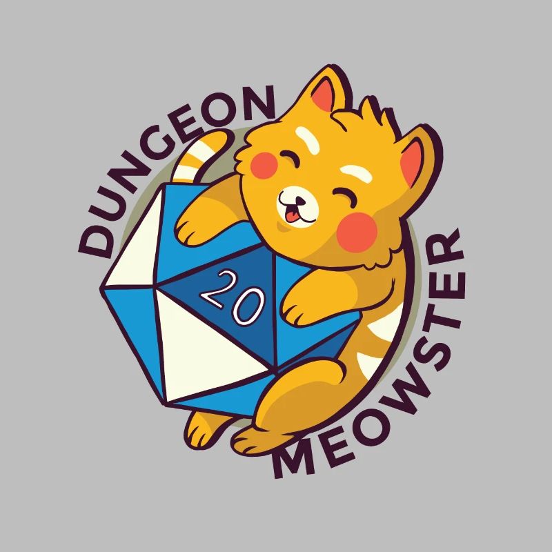 Dungeon Meowster cat with dungeon cube