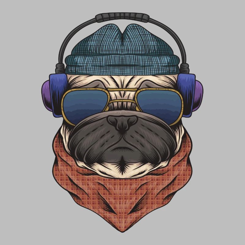 Cooler Mops DJ mit Kopfhörergeschenk für DJs oder Mops