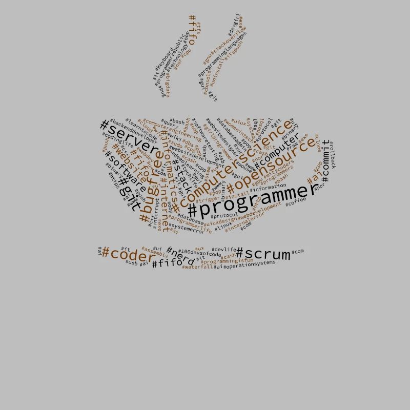 Programmeur Hashtag Wordcloud, café, nuage de mot