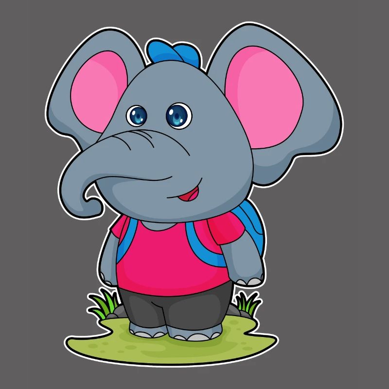 Elephant as a hiker with backpack