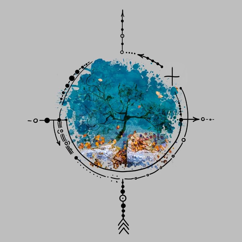 Compass with tree reflection - photo version