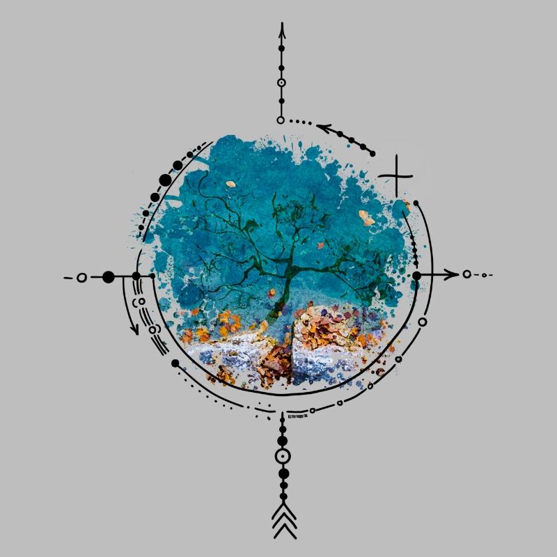 Compass with tree reflection - watercolor version