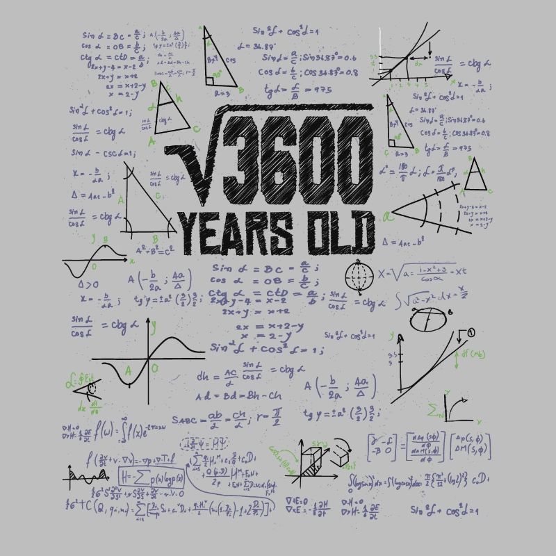 Square root of 3600 math nerd 60th birthday