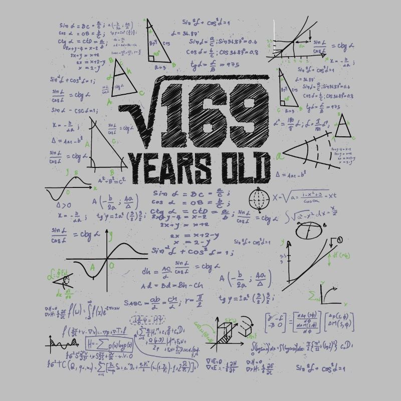 Square Root of 169 Math Nerd 13th Birthday