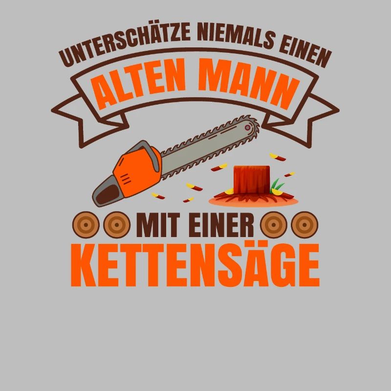 Ein Alter Mann Mit Einer Kettensäge