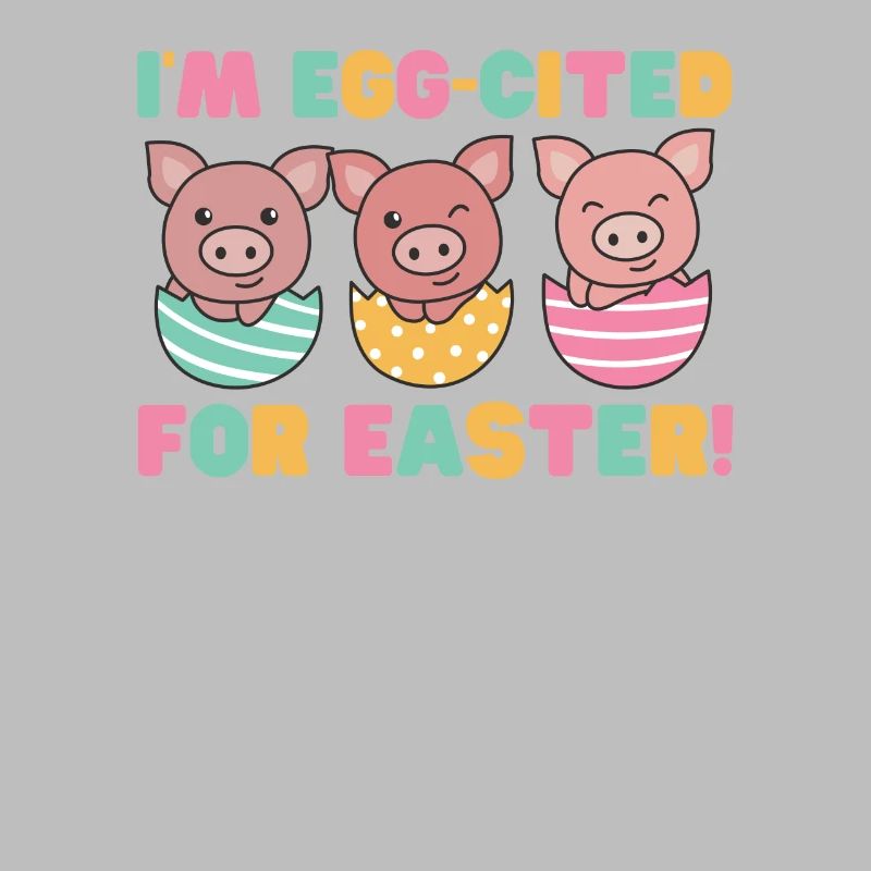 sweet pigs at Easter with Easter eggs pork