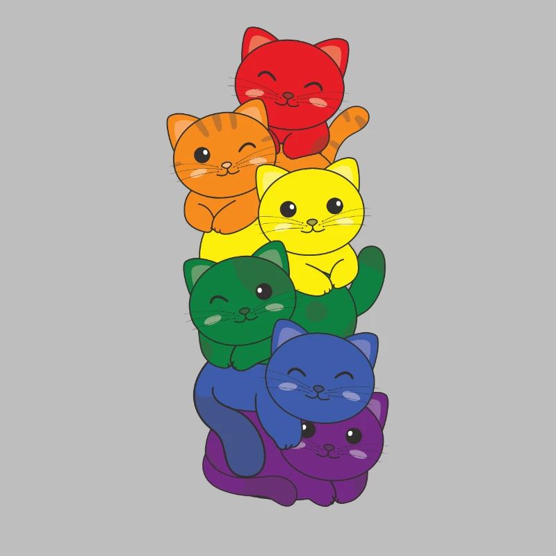 Rainbow Flag Pride LGBTQ Mignon Cat Stack