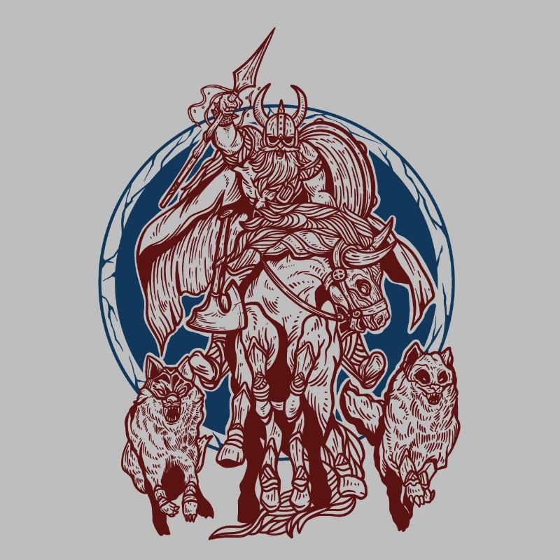 Viking Odin with Sleipnir & Gungnir design