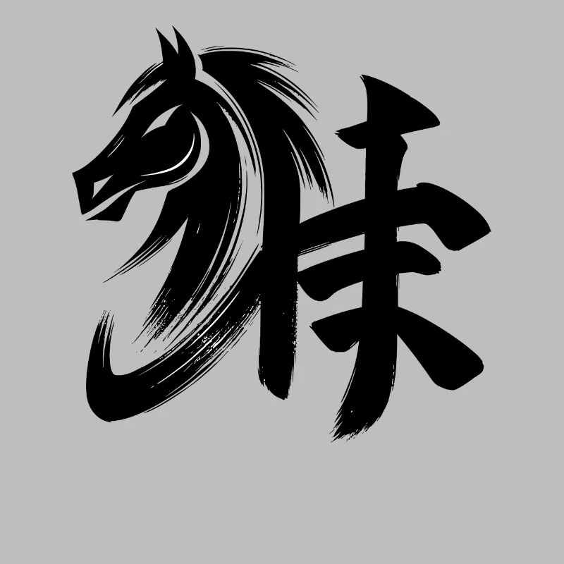Élégant dessin d’art de conception de cheval de cheval du zodiaque chinois