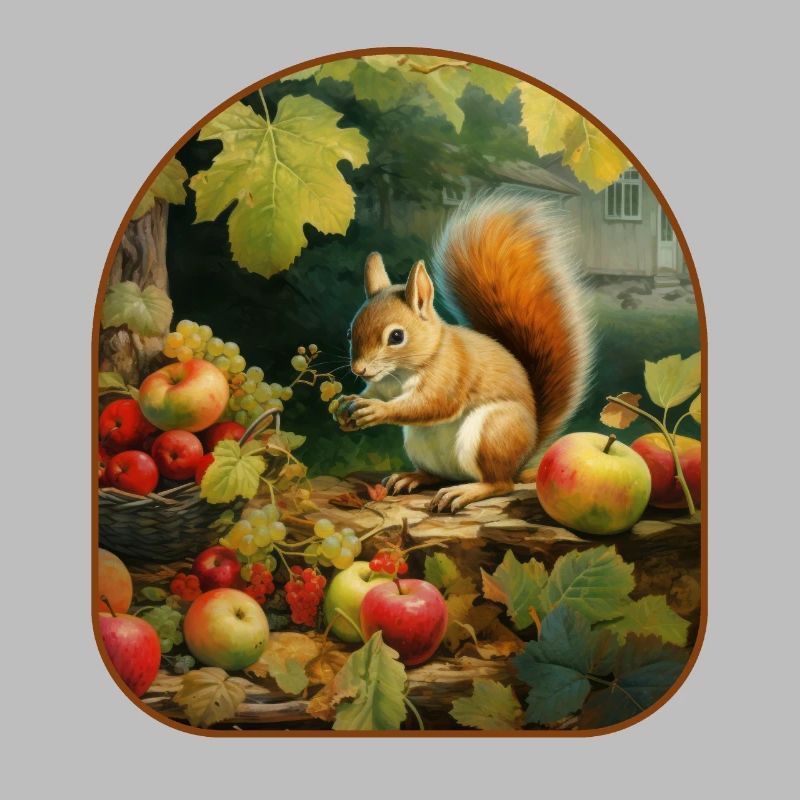 Frosch-Eichhörnchen-Apfel Erntezeit