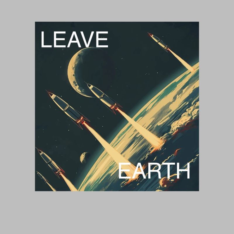 Affiche de Style rétro voyage dans l’espace « Quitter la Terre »