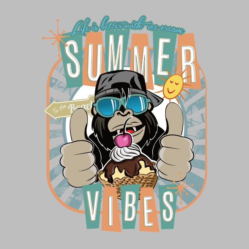 Gorilla Affe Sommer Eiscreme Sommer Vibes
