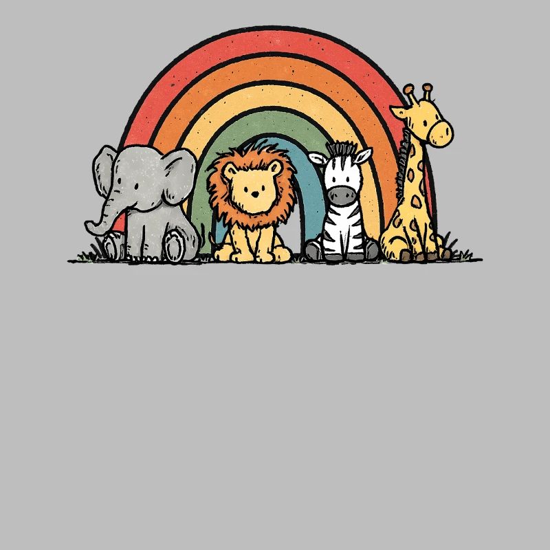 Elefant Löwe Zebra Giraffe Regenbogen Kinder