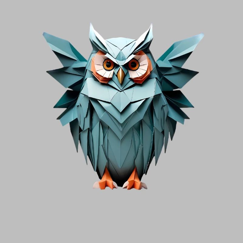 Blau Low-Poly Eule Design